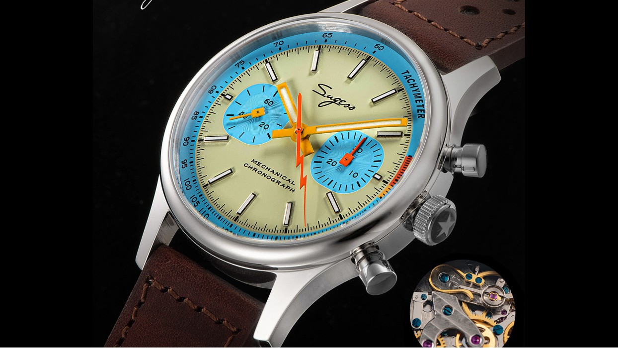 Sugess 1963 Montre mécanique pour homme Seagull ST19 à remontage manuel